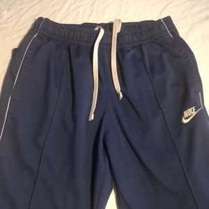 Vintage Gray Label Nike Navy Blue Track Pants with white line.